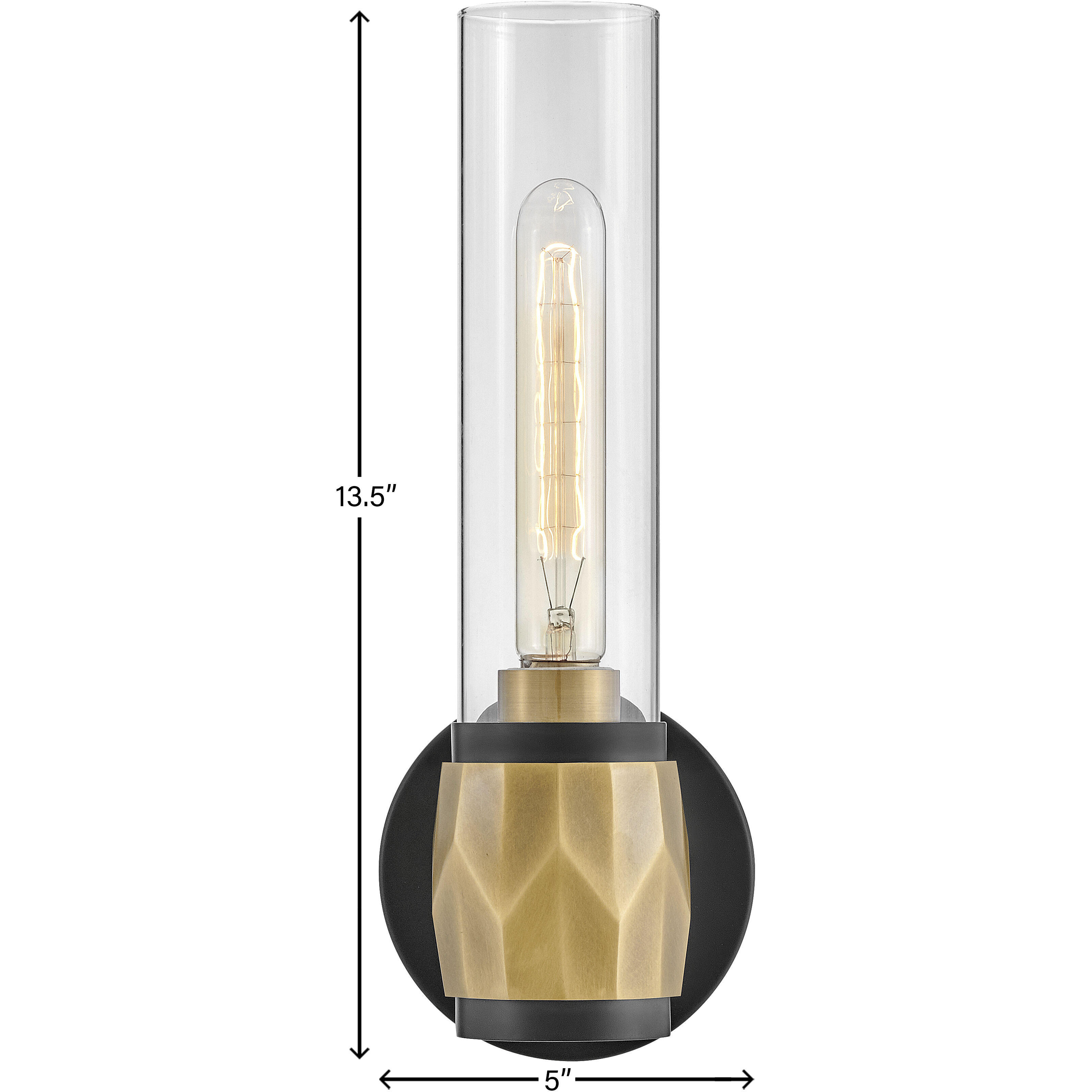 Ellison 5 inch Black with Heritage Brass Vanity Light Wall Light in Black / Heritage Brass