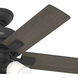 Crystal Peak 44 inch Matte Black with Dark Gray Oak/Greyed Walnut Blades Ceiling Fan