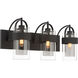 Ravik 3 Light 24 inch Dark Matte Black Vanity Wall Light