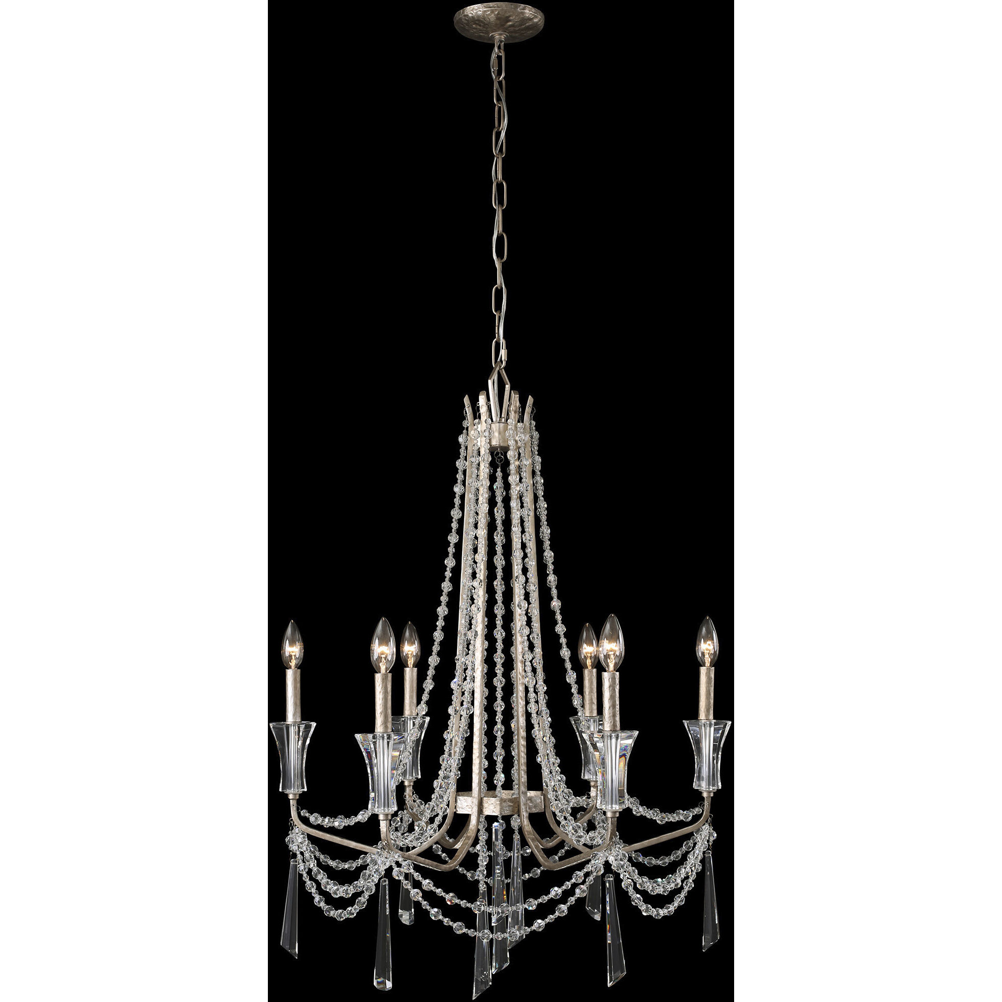 Barcelona 6 Light 27 inch Transcend Silver Chandelier Ceiling Light