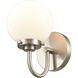Fairbanks Sconce Wall Light in Opal Glass, Brushed Nickel
