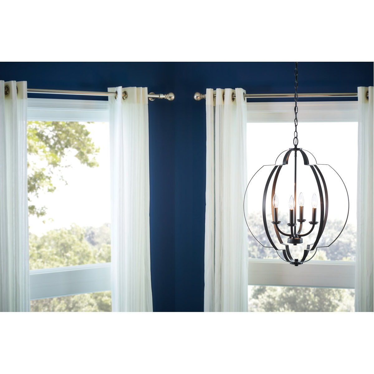 Voleta 4 Light 22 inch Black Large Foyer Pendants Ceiling Light, Large