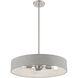 Elmhurst 4 Light 22 inch Brushed Nickel with Shiny White Accents Pendant Ceiling Light, Medium, Drum