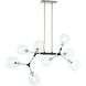 Nexpo 8 Light 25.5 inch Brushed Nickel W/Black Accents Chandelier Ceiling Light
