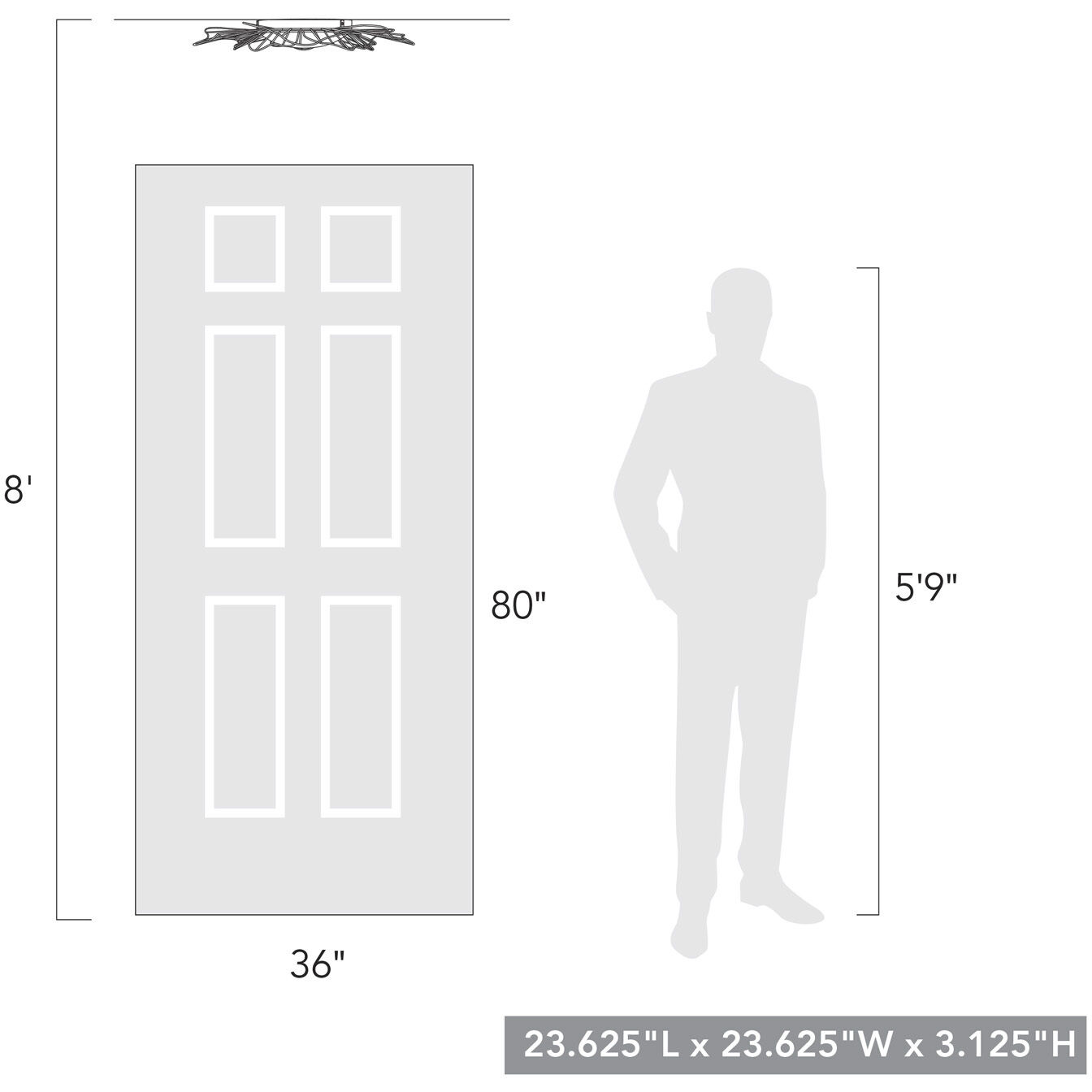 Yasmin LED 23.63 inch Natural Black Flush Mount Ceiling Light