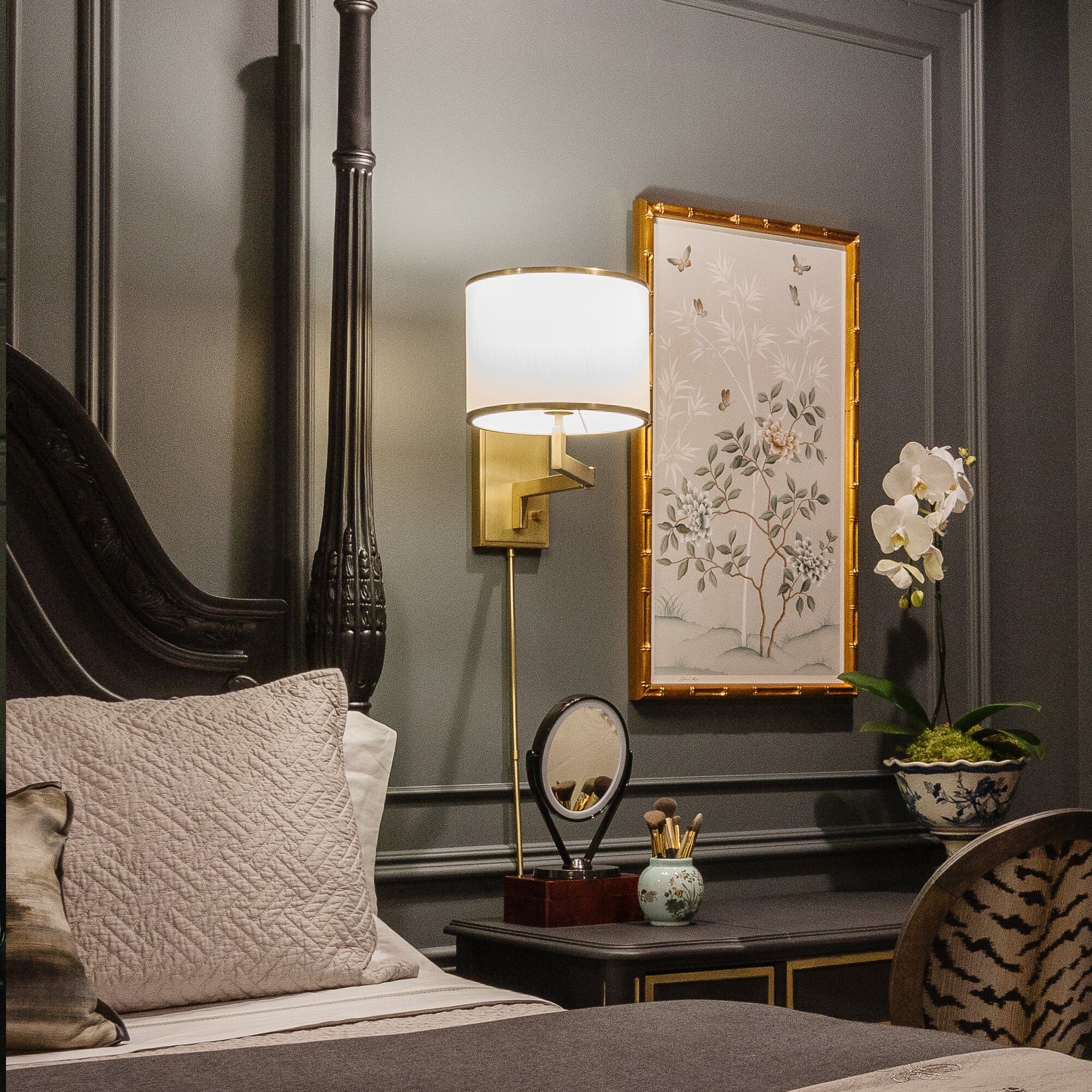 Madison 21.25 inch 60.00 watt Aged Brass Task Sconce Wall Light