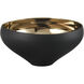 Greer 12 X 6.5 inch Bowl in Matte Black with Gold Glazed