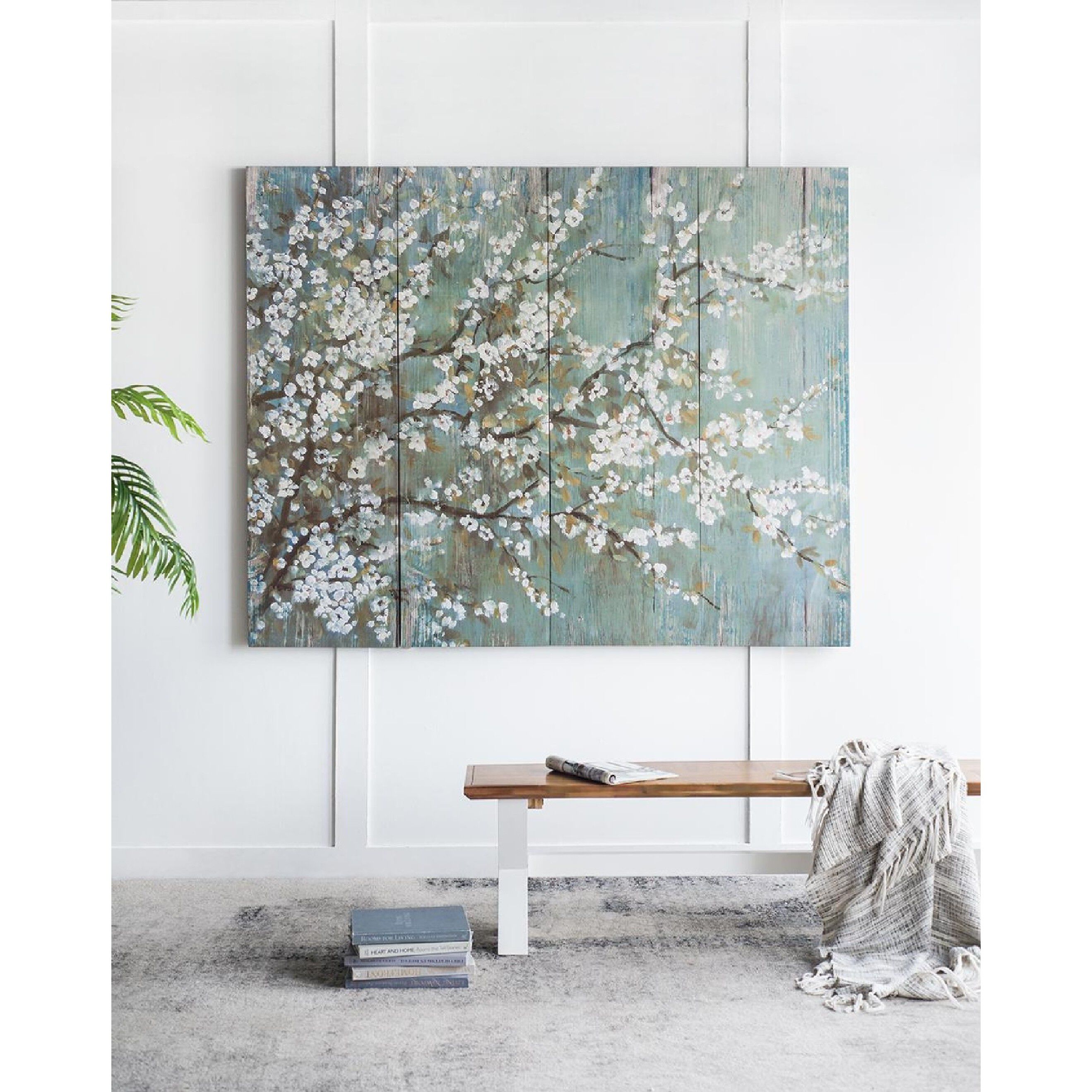 Saison White Cherry Blossom Blue/White/Brown Wall Art