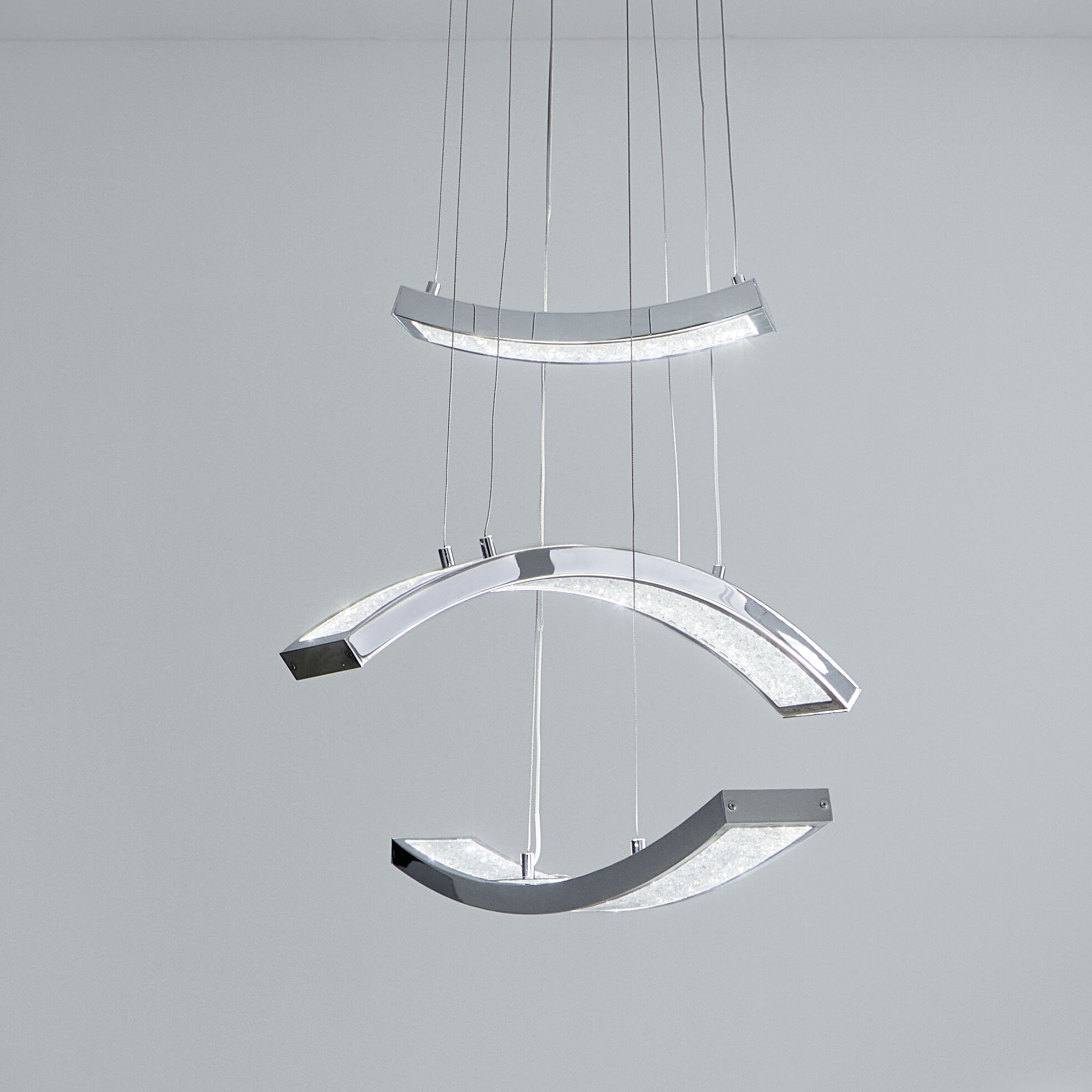 Crushed Ice LED 22.75 inch Chrome Pendant Ceiling Light