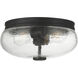 Lindsay 2 Light 12 inch Matte Black Flush Mount Ceiling Light