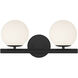 Crown Heights 2 Light 16 inch Matte Black Vanity Light Wall Light