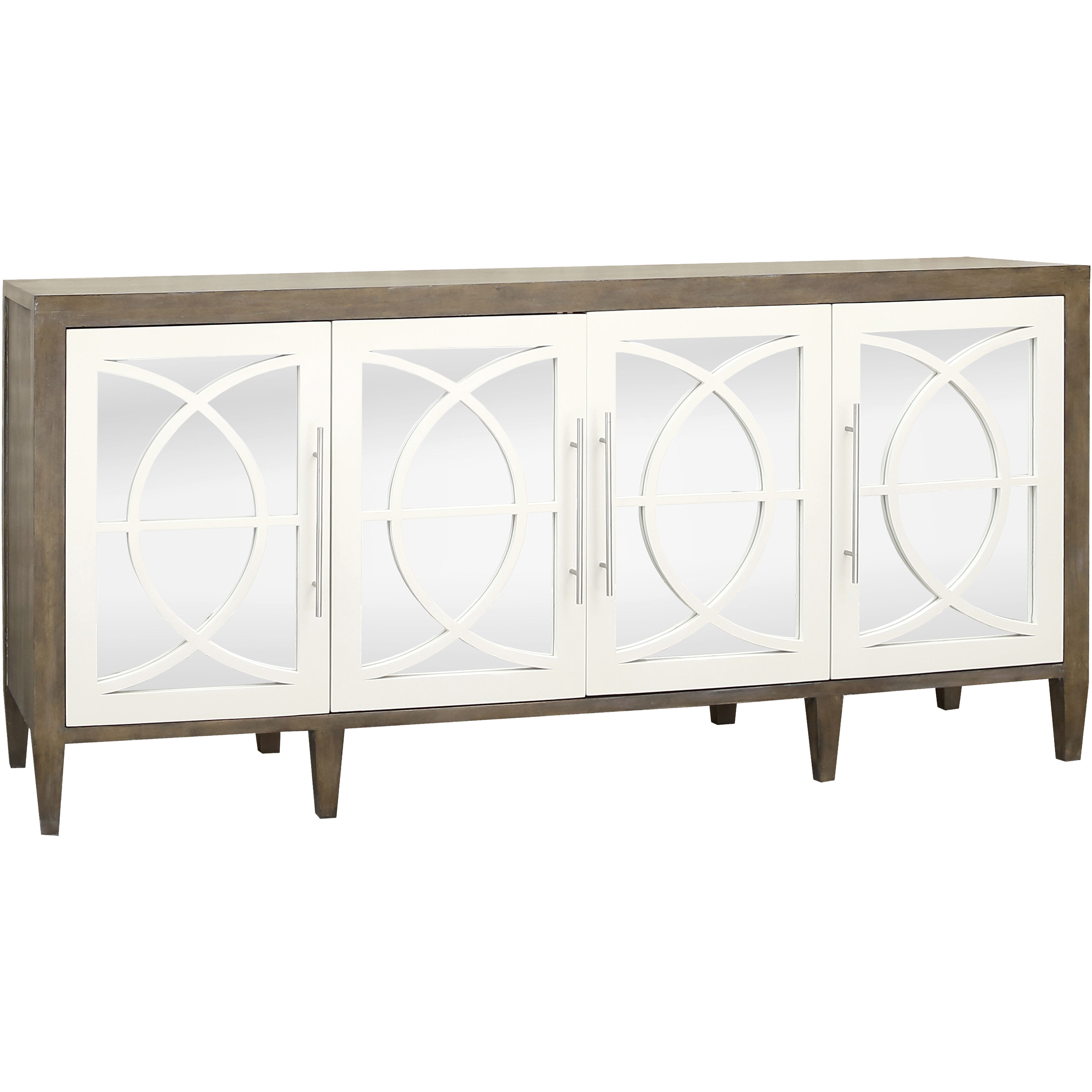 Zoran Brown with Weathered White and Mirror Credenza