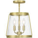 Adabella 3 Light 12.25 inch Vintage Brass Semi-Flush Mount Ceiling Light