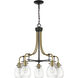 Kraken 5 Light 25 inch Matte Black and Olde Brass Chandelier Ceiling Light