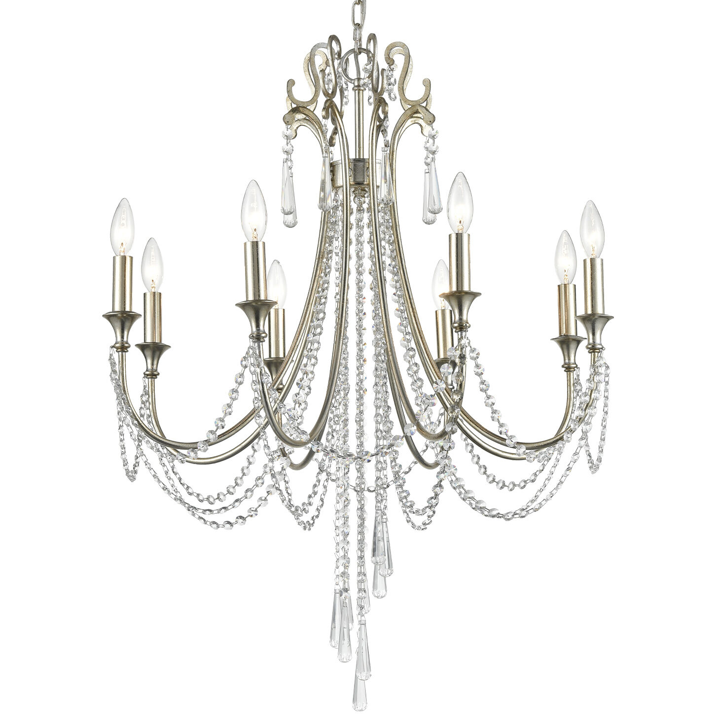 Arcadia 8 Light 26.75 inch Antique Silver Chandelier Ceiling Light