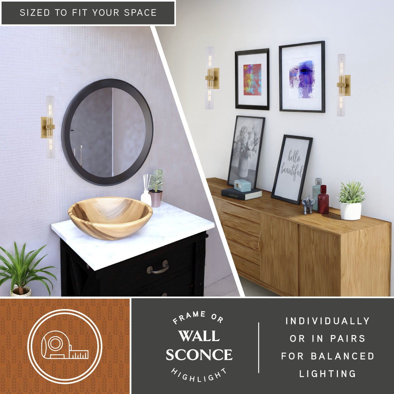 Bari 2 Light 4.5 inch Satin Brass Wall Light