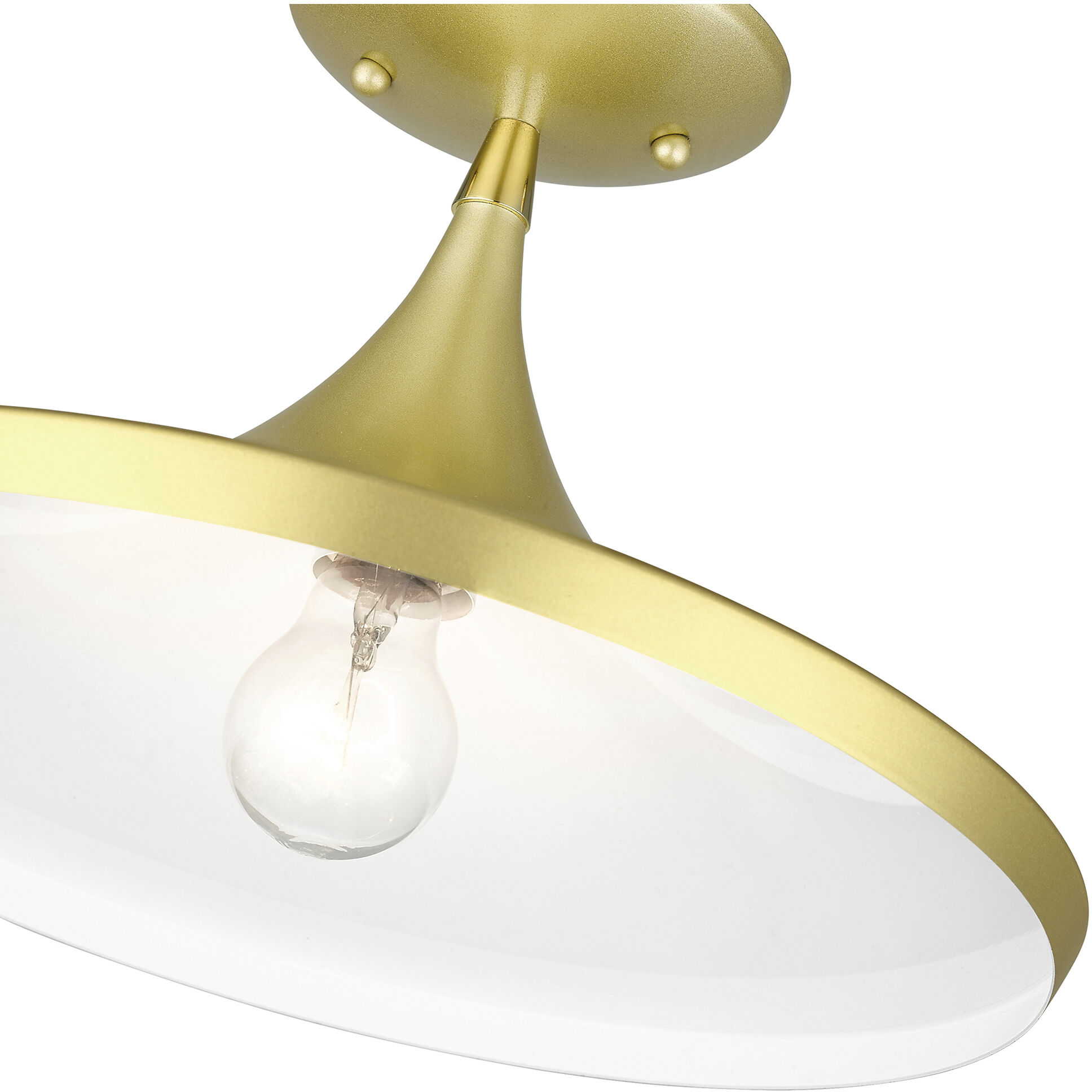 Waldorf 1 Light 14 inch Soft Gold with Polished Brass Accents Semi-Flush Ceiling Light
