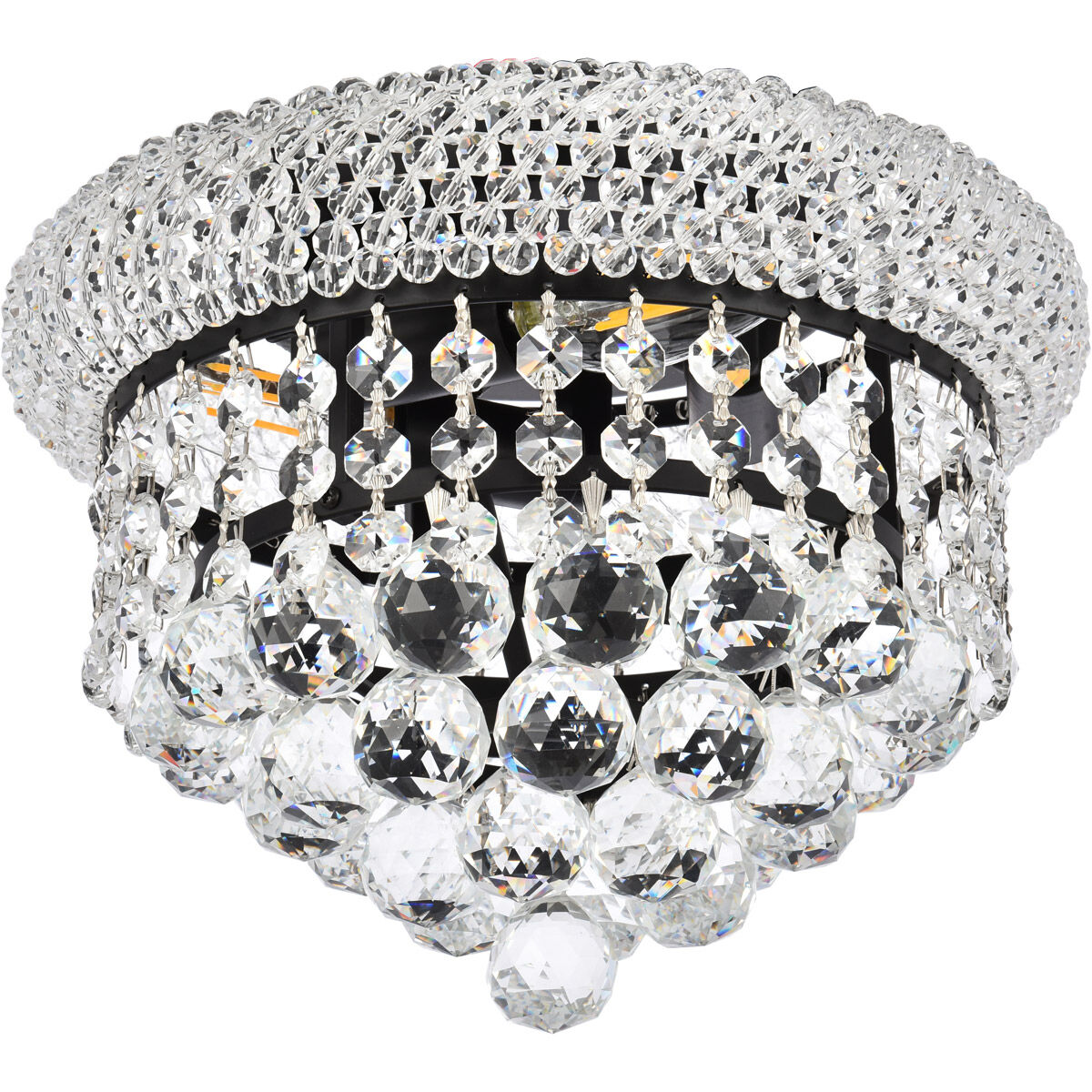 Primo 3 Light 10 inch Black and Clear Flush Mount Ceiling Light