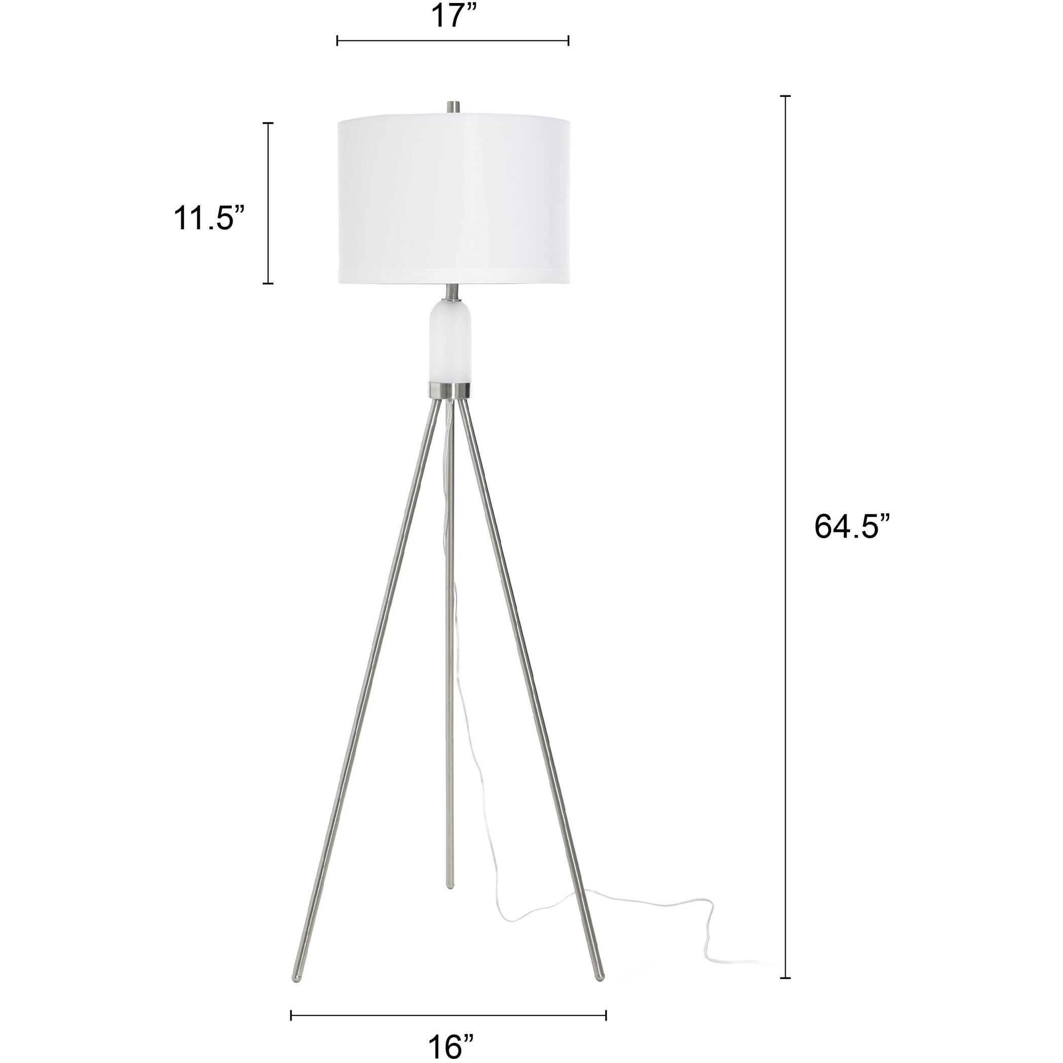 Orion 63.25 inch 100 watt Brushed Nickel and White Floor Lamp Portable Light