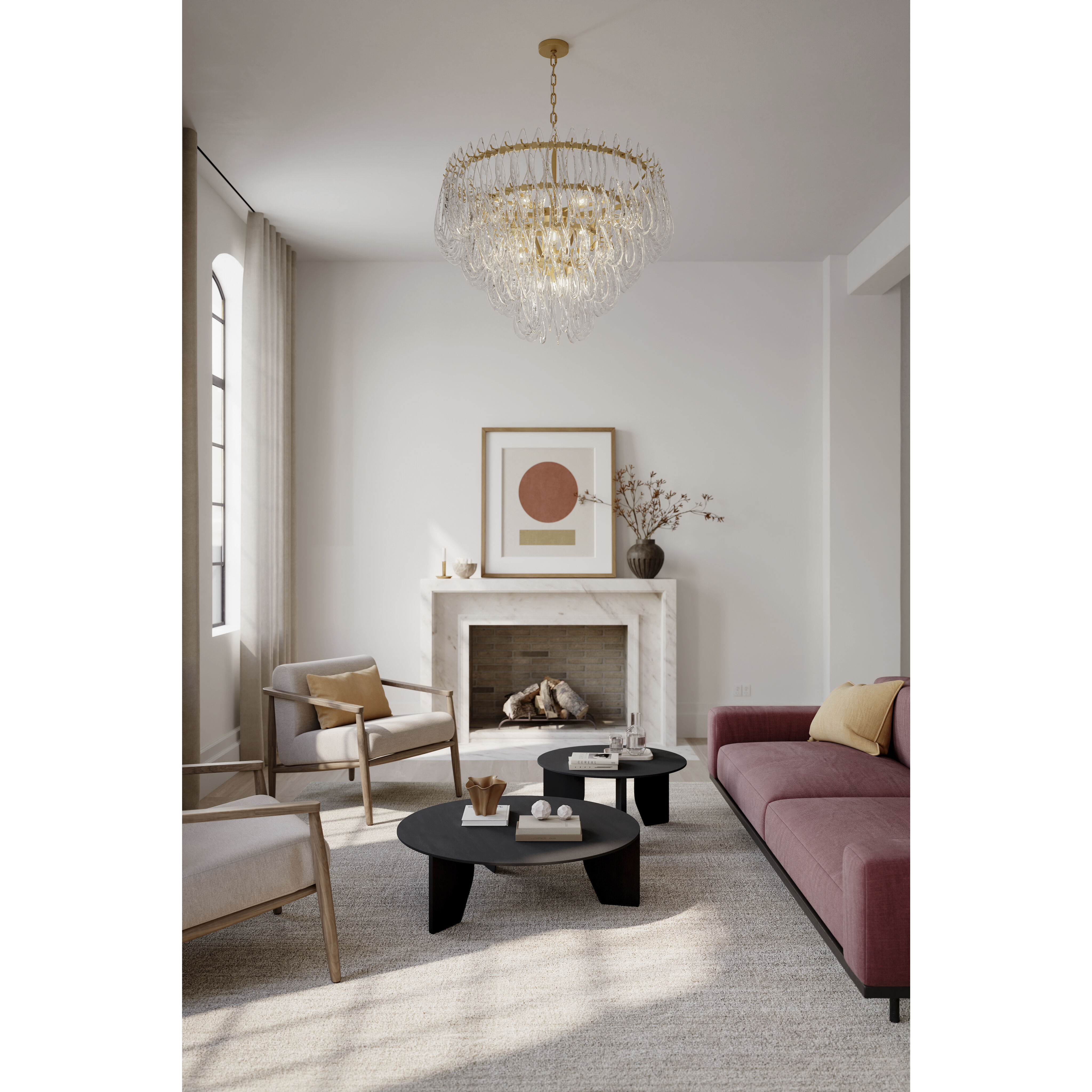 Glassara 15 Light 39.75 inch Legacy Brass Pendant Ceiling Light