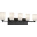 Nola Bath Vanity Light Wall Light in Black, Glossy Opal Glass Shade