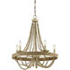 Bohemian 5 Light 26 inch Natural Wood with Rope Chandelier Ceiling Light
