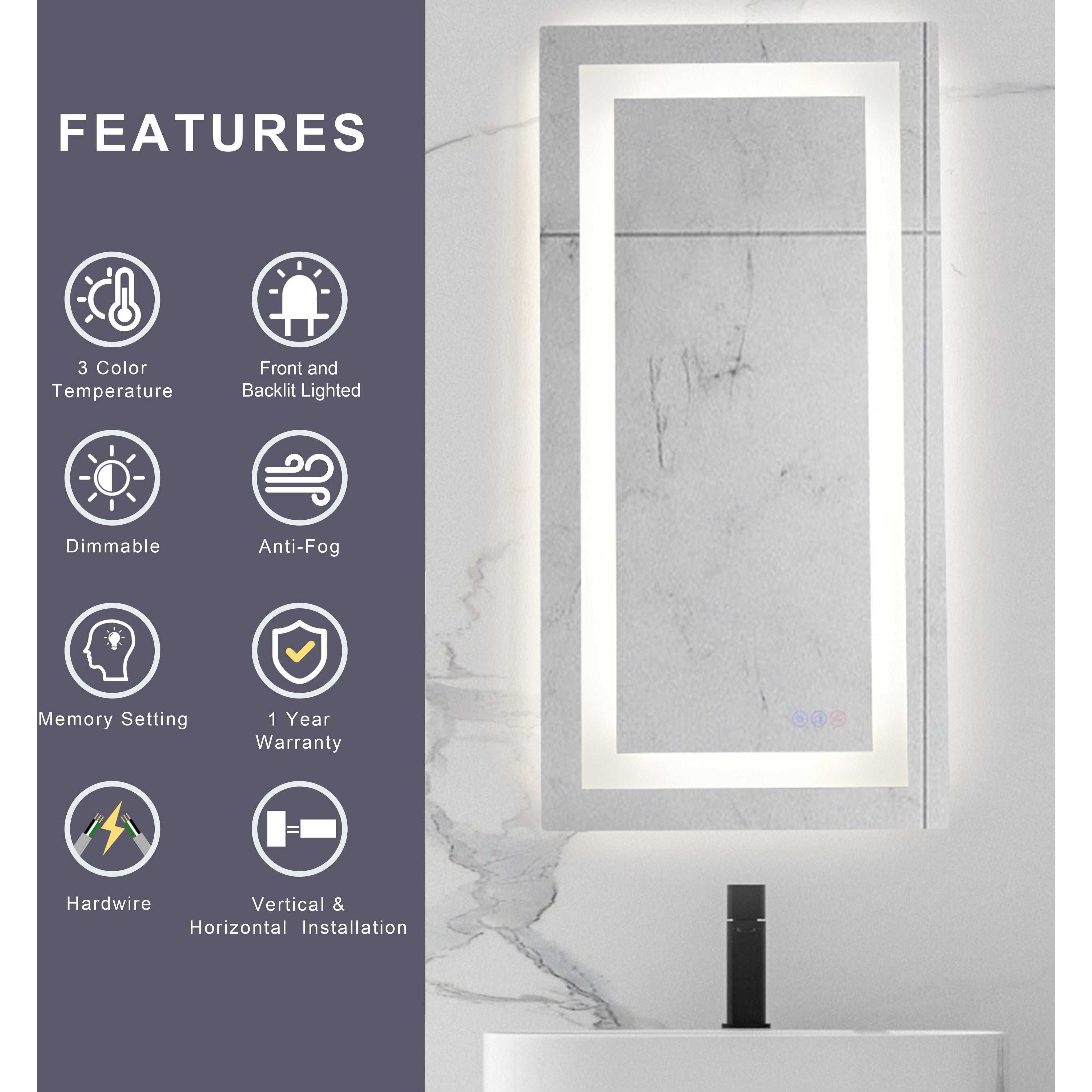 Riven 36 X 30 inch White LED Mirror