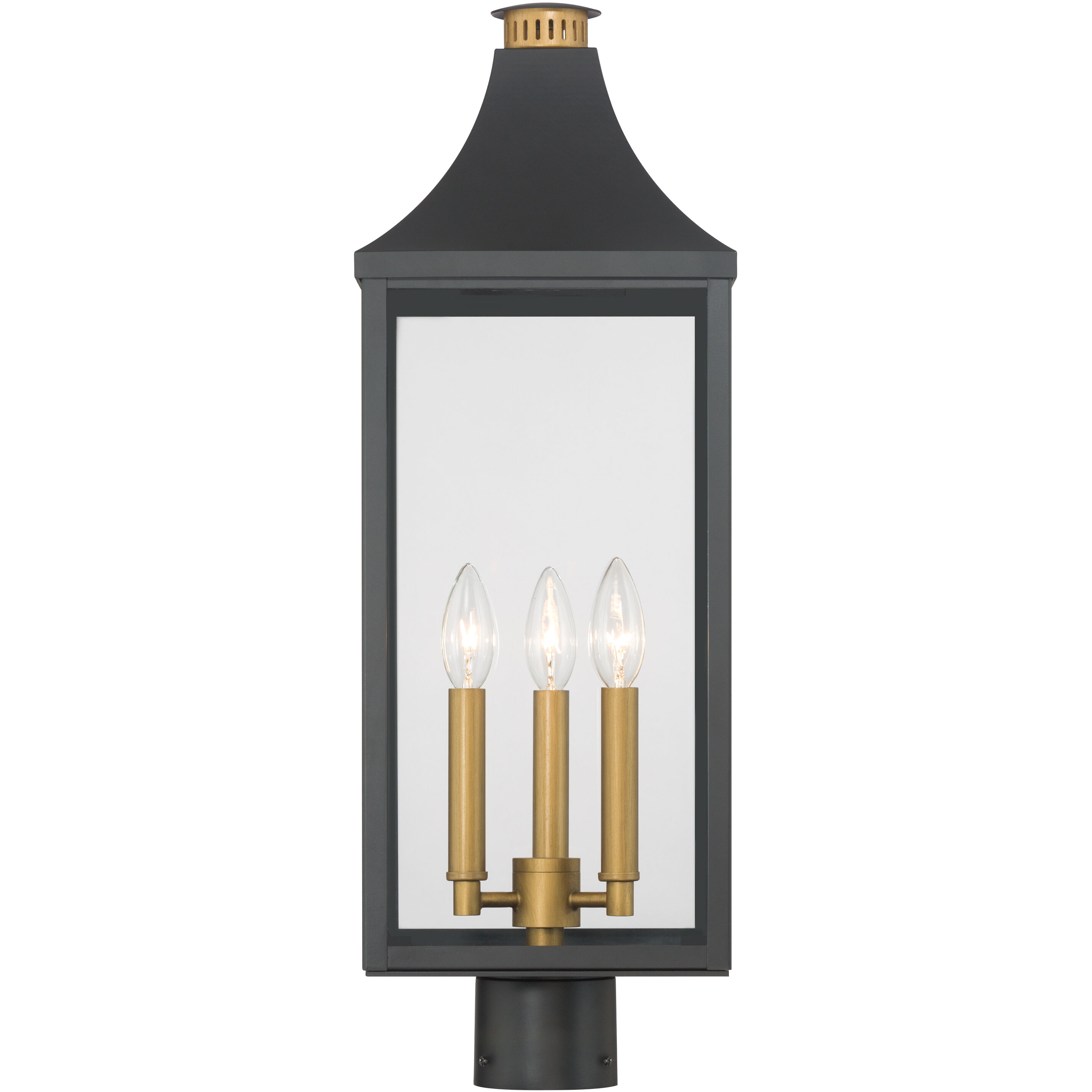 Hurstborne 3 Light 25 inch Dark Matte Black and Painted Legacy Brass Outdoor Post Lantern