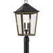 Hawkins 4 Light 25 inch Matte Black and Textured Gold Outdoor Post