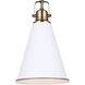 Ollie 1 Light 7.5 inch Matte White and Gold Pendant Ceiling Light