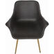 Channing Charcoal Brown Leather / Stainless Gold Dining Chair