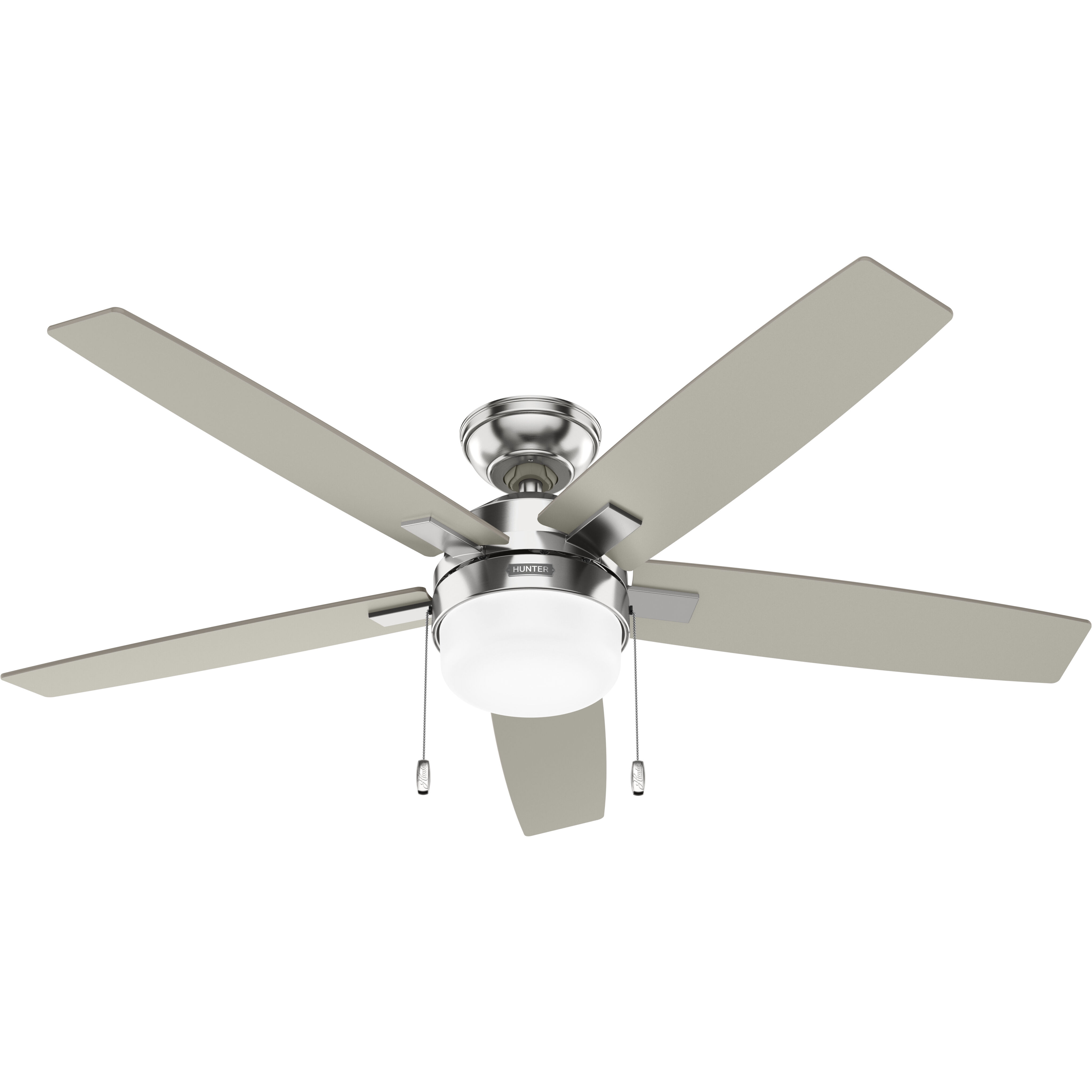 Anisten 52 inch Brushed Nickel with Matte Nickel/Light Grey Oak Blades Ceiling Fan