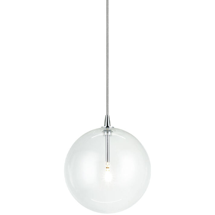 Bolha 1 Light 8.63 inch Chrome Pendant Ceiling Light in Chrome and Clear