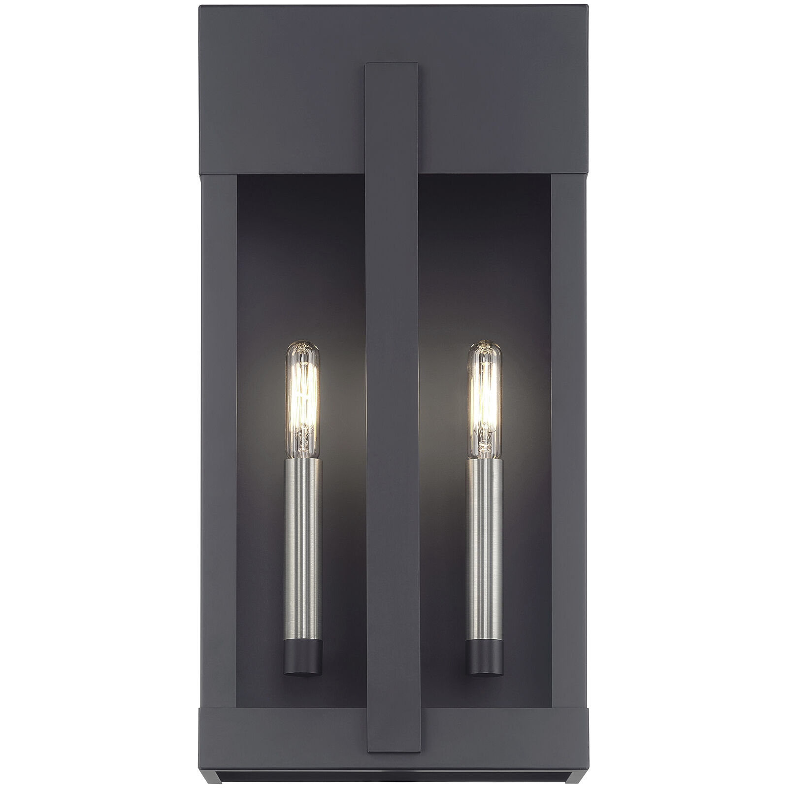 Berksford 3 Light 17 inch Black with Brushed Nickel Candles Outdoor Wall Lantern