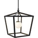Denison 1 Light 18 inch Black/Frosted White Outdoor Lantern Pendant, Medium