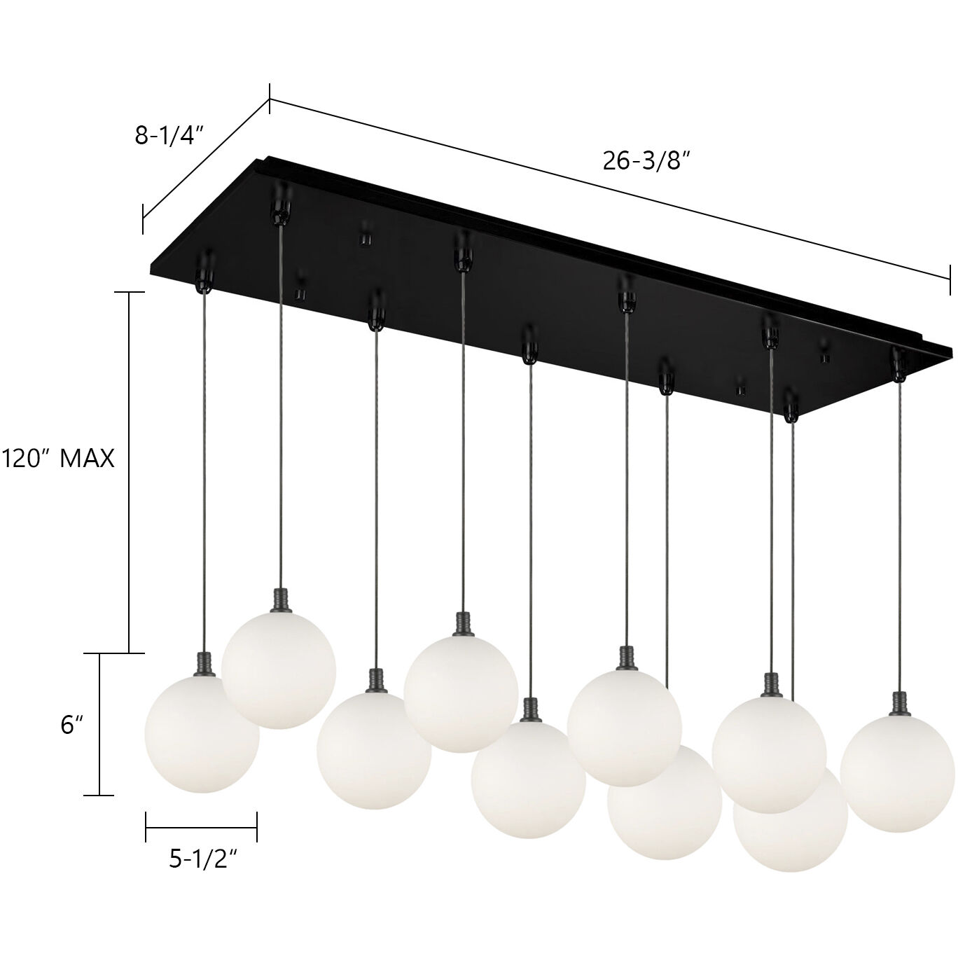 Bolla Multi Pendant Ceiling Light in Chrome, Opal Glass