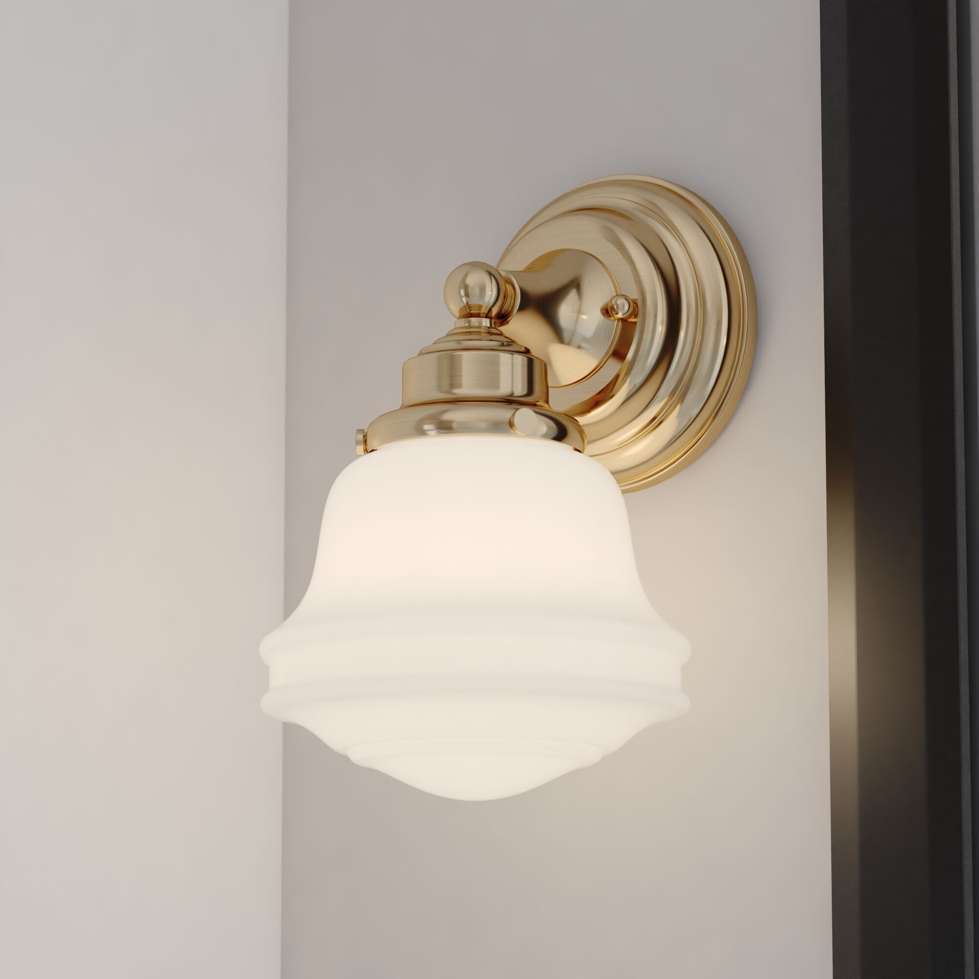 Huntley LED 7 inch Natural Brass Bathroom Light Wall Light