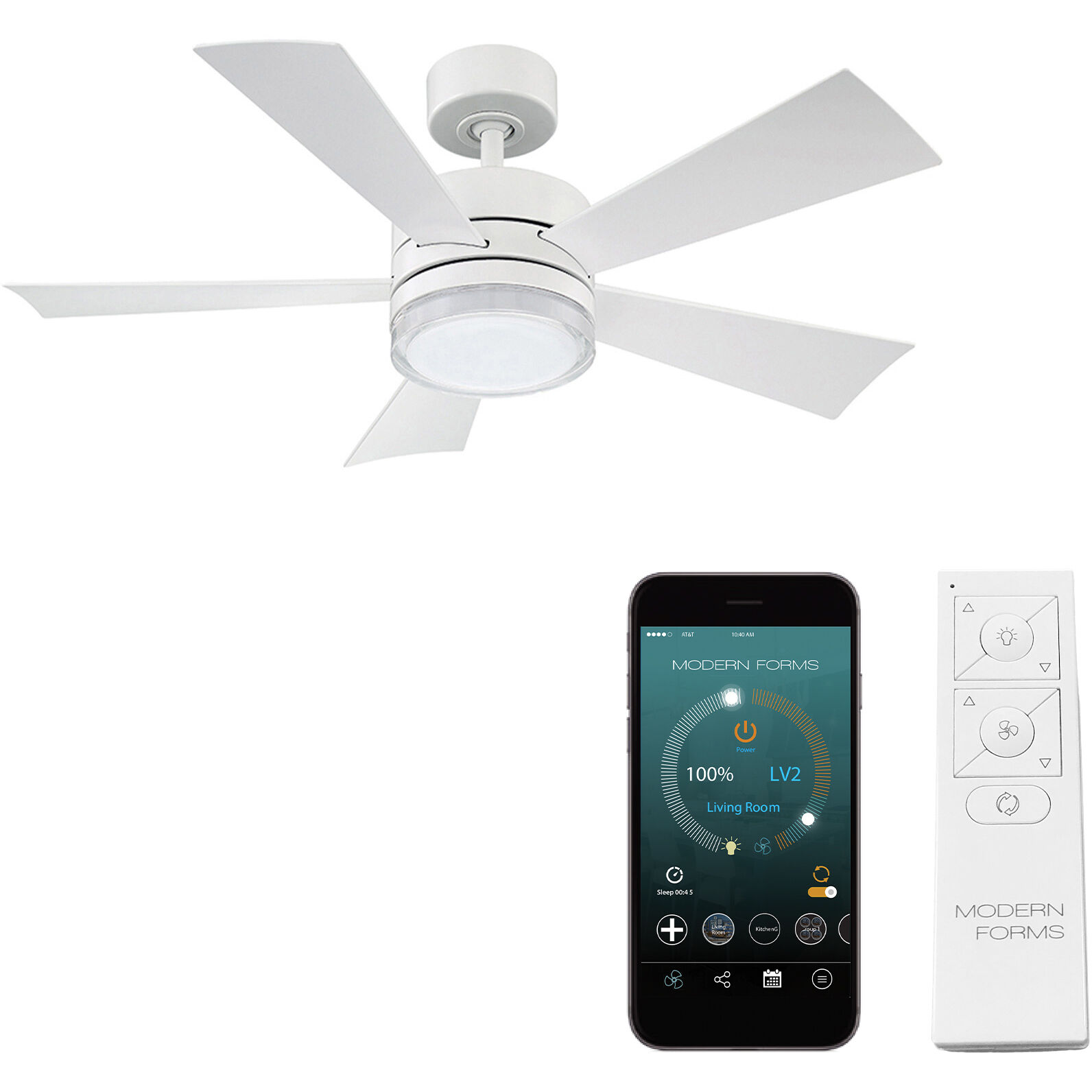 Wynd 42 inch Matte White Downrod Ceiling Fan in 3500K