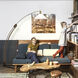 Melmar 80 inch 9 watt Walnut and Weathered Brass with Black Arc Floor Lamp Portable Light