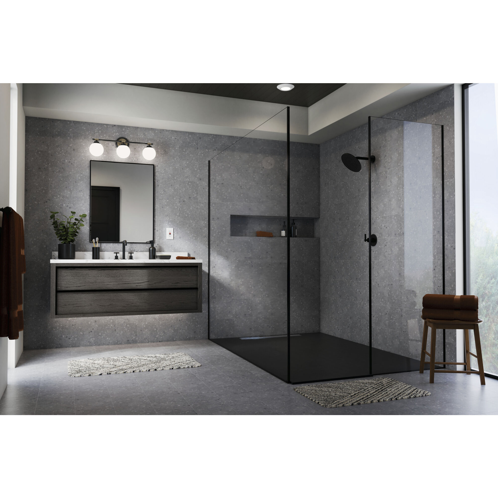 Benno 3 Light 24.5 inch Black and Champagne Bronze Bath Bracket Wall Light, 3 Arm