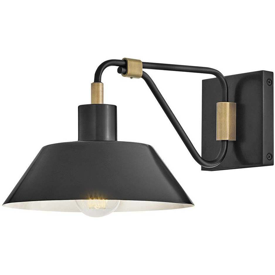 Brewster 1 Light 7.75 inch Black Oxide with Heritage Brass Outdoor Wall Mount