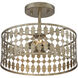 Shabby Chic 3 Light 12 inch Antique Gold Semi-Flush Ceiling Light