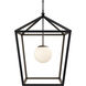 Denison 1 Light 26 inch Black/Frosted White Outdoor Lantern Pendant, Large