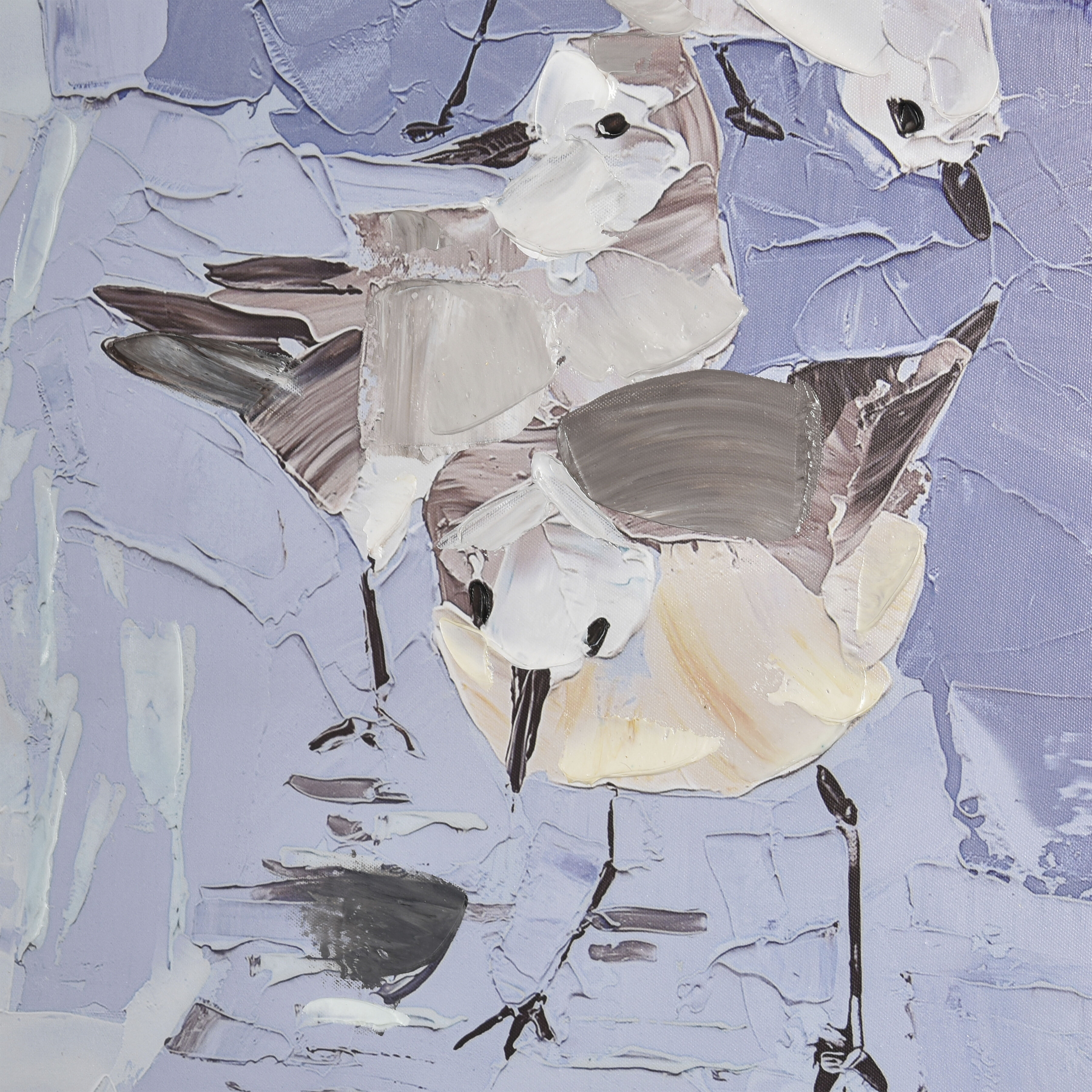 Seagull Abstract Blue with Gray and Black Framed Wall Art