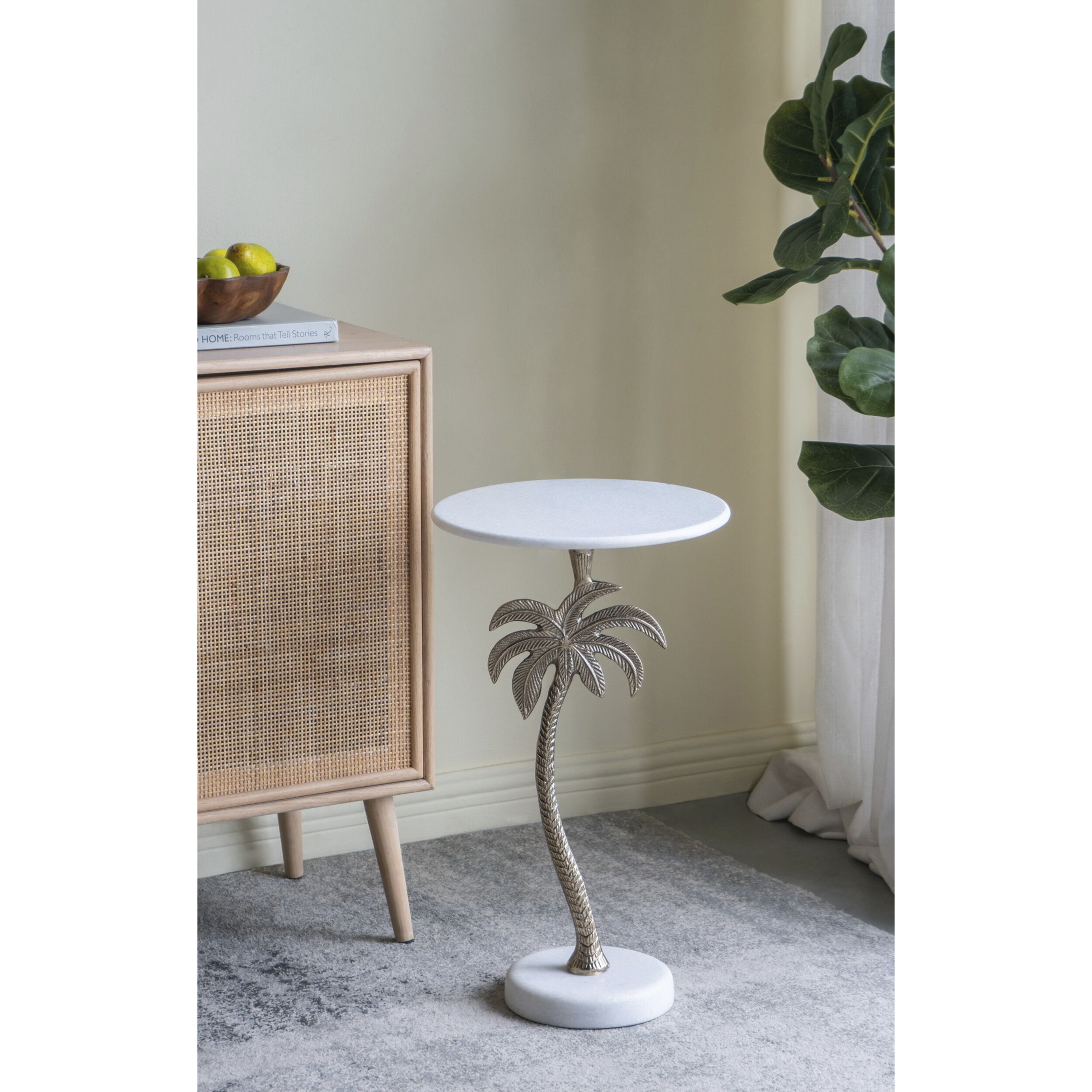Anita 24 X 14 inch Gold and White Side Table