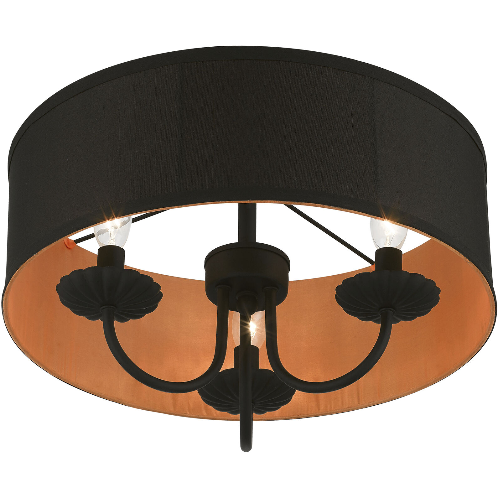 Winchester 3 Light 16 inch Black Semi-Flush Mount Ceiling Light