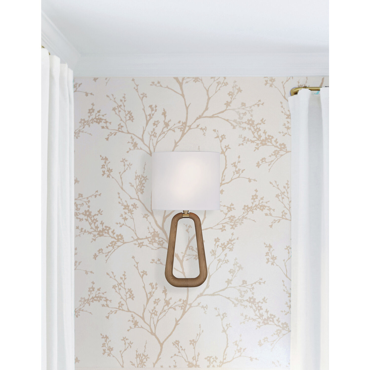 Jori Bath Wall Light in Aged Brass and Wood