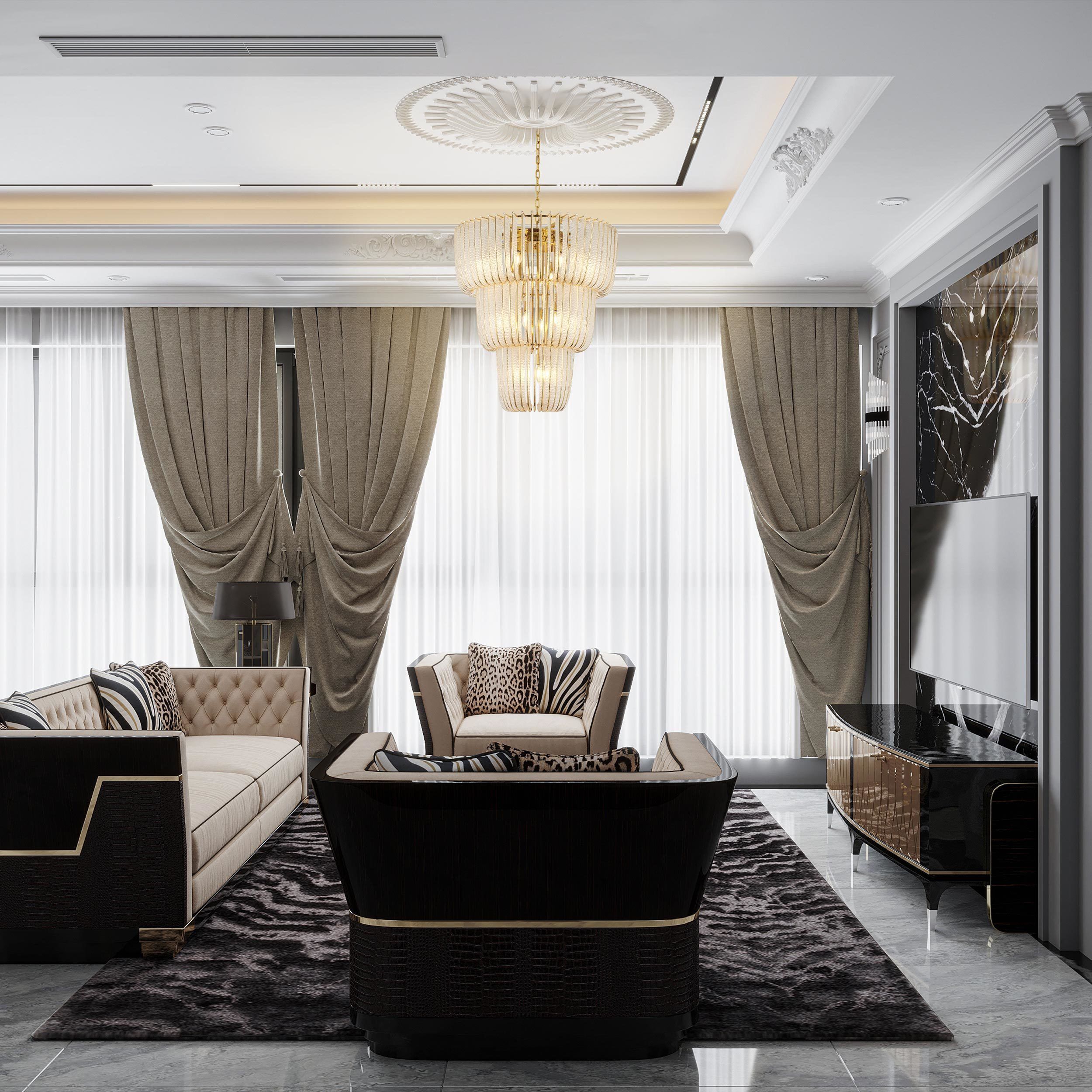 Ziva Shahi 17 Light 29.5 inch Titanium Gold Chandelier Ceiling Light, 3 Tier