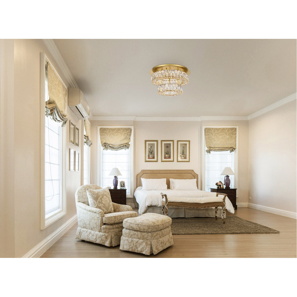 Monroe 17.7 inch Gold Flush Mount Ceiling Light