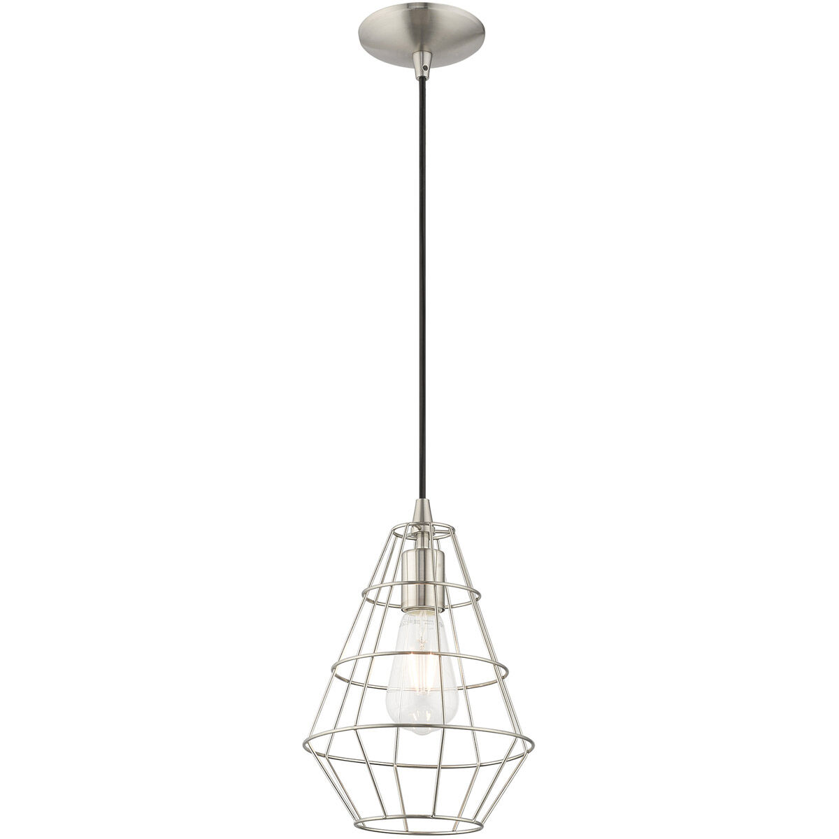Geometric 1 Light 8 inch Brushed Nickel Mini Pendant Ceiling Light
